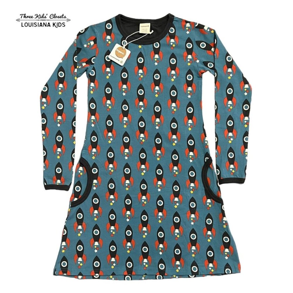 NEW Maxomorra Sz 134/140 (9-10Y) Organic Moon Rocket Dress